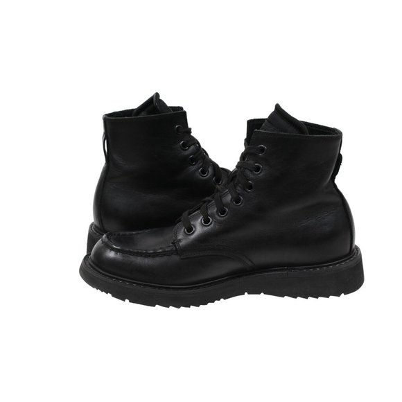 Prada Mens Combat Half Ankle Boots US8.5 UK 7.5 Black Leather Square Toe Lace Up - Picture 9 of 11
